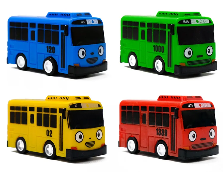 4pcs/set Cartoon Mini TAYO Bus Modle Kid Educational Toys The Little Bus Korean Anime Model Buses for Kids Christmas Gifts