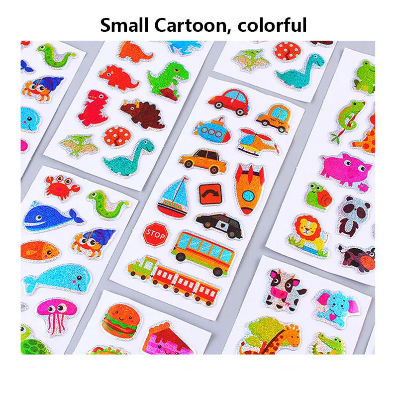 20 Sheets 3D Bubble Puffy Stickers for Girls Boys Cartoon Cute Animal Traffic Food Sticker Waterproof PVC DIY Toys Kids Gifts