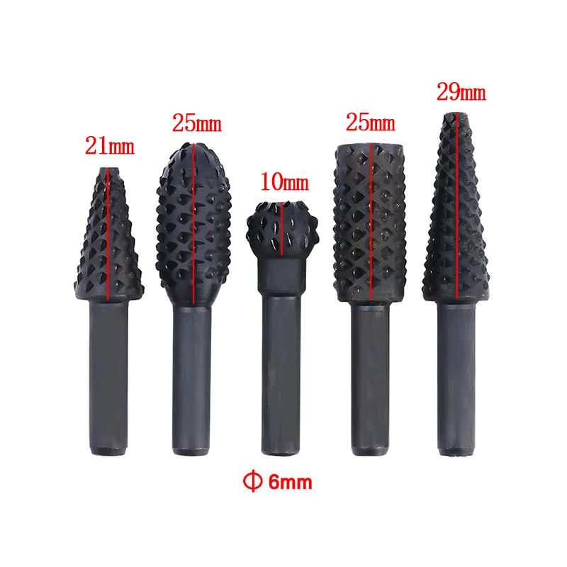 5pcs Steel Rotary Rasp File 1/4\