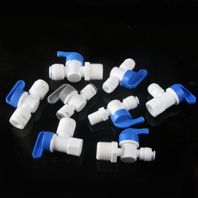 RO น้ำพลาสติกวาล์ว1/4 "3/8" OD ท่อ Quick Push เชื่อมต่อน้ำท่อสำหรับ RO ระบบ Aquarium เครื่องกรองน้ำ