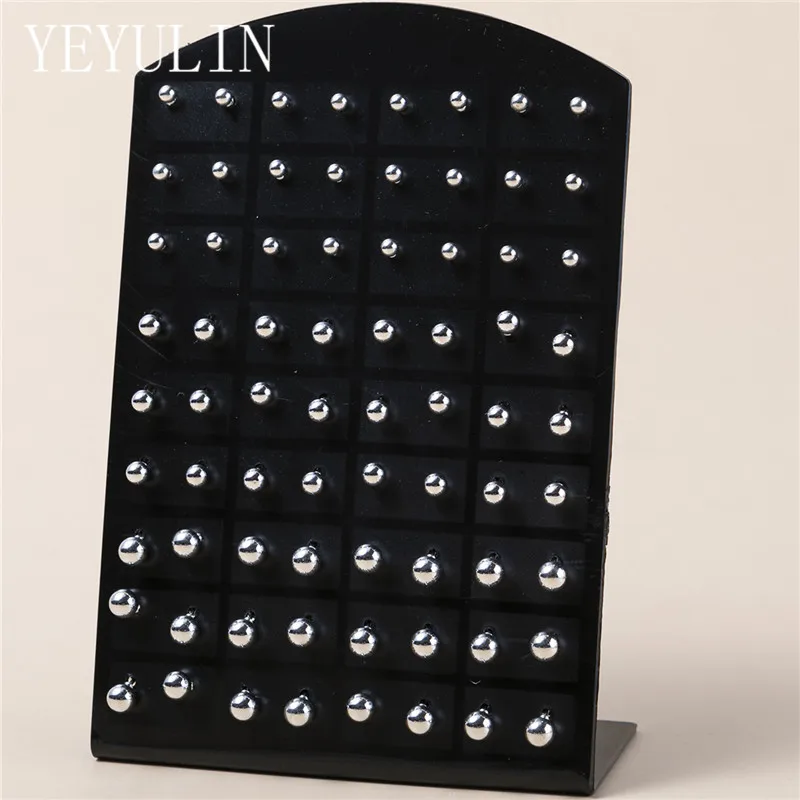 YEYULIN 36pair/12pairs Silver Color Round Ball Stud Earrings Set For Women Mixed Size Alloy Earrings Jewelry 4mm 5mm 6mm