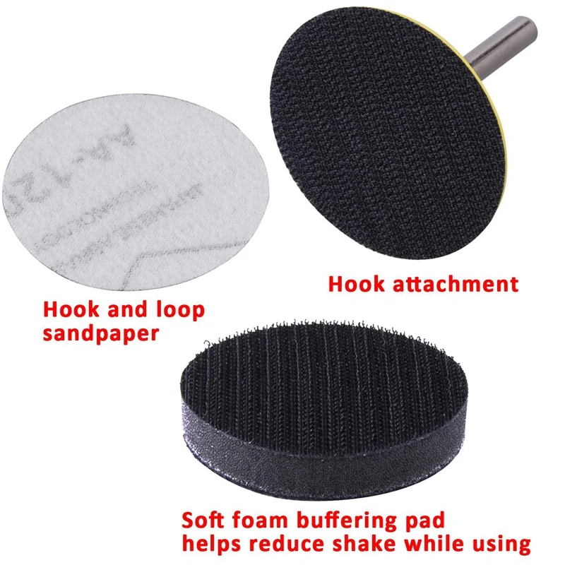 100pcs 50mm 2 Inch Sander Disc Sanding Discs 80-3000 Grit Paper with 2Inch Abrasive Polish Pad Plate + 1/4 Inch Shank