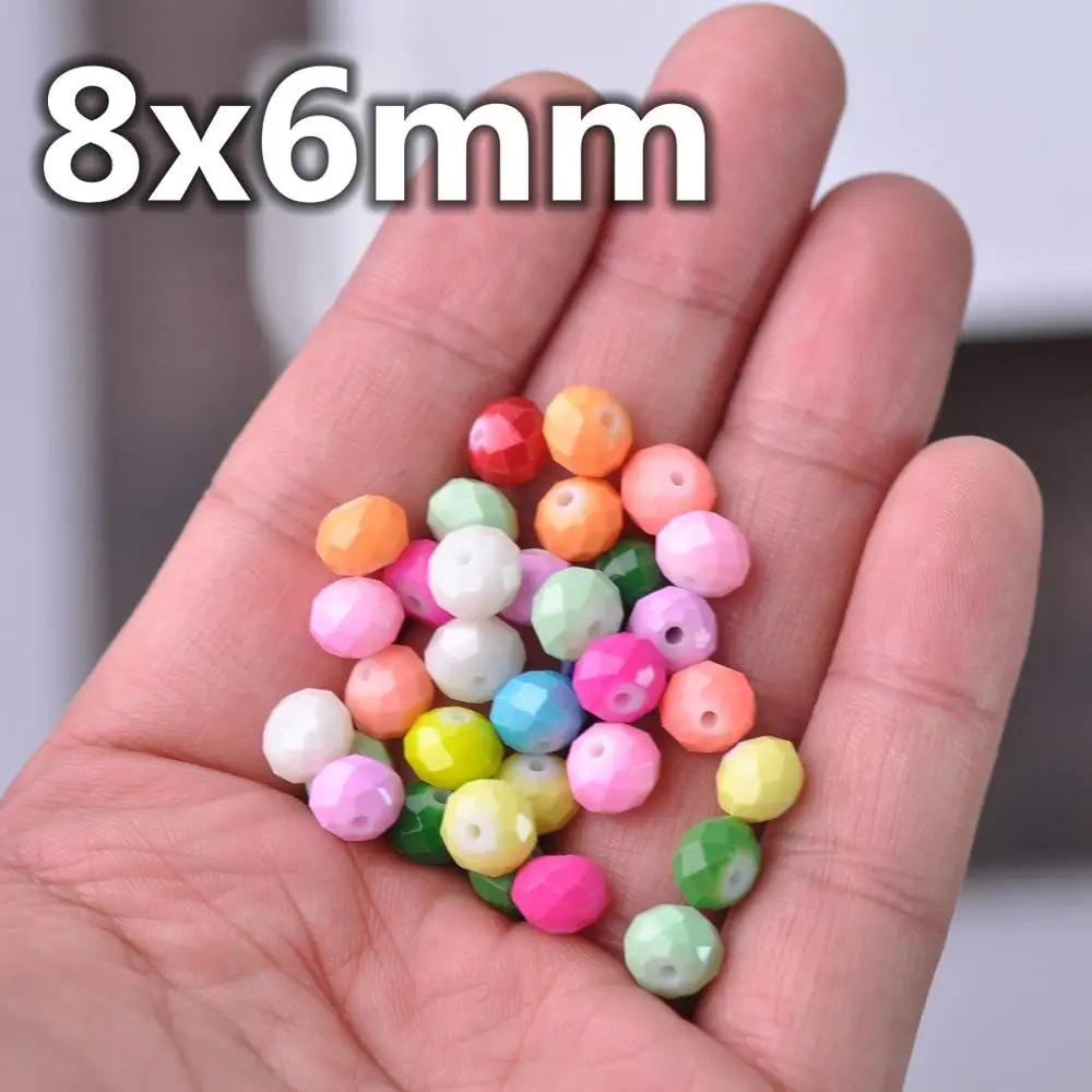 Solid Painted Opaque Glass 4x3mm 6x4mm 8x6mm 10x7mm Rondelle Faceted Loose Spacer Beads for Jewelry Making DIY