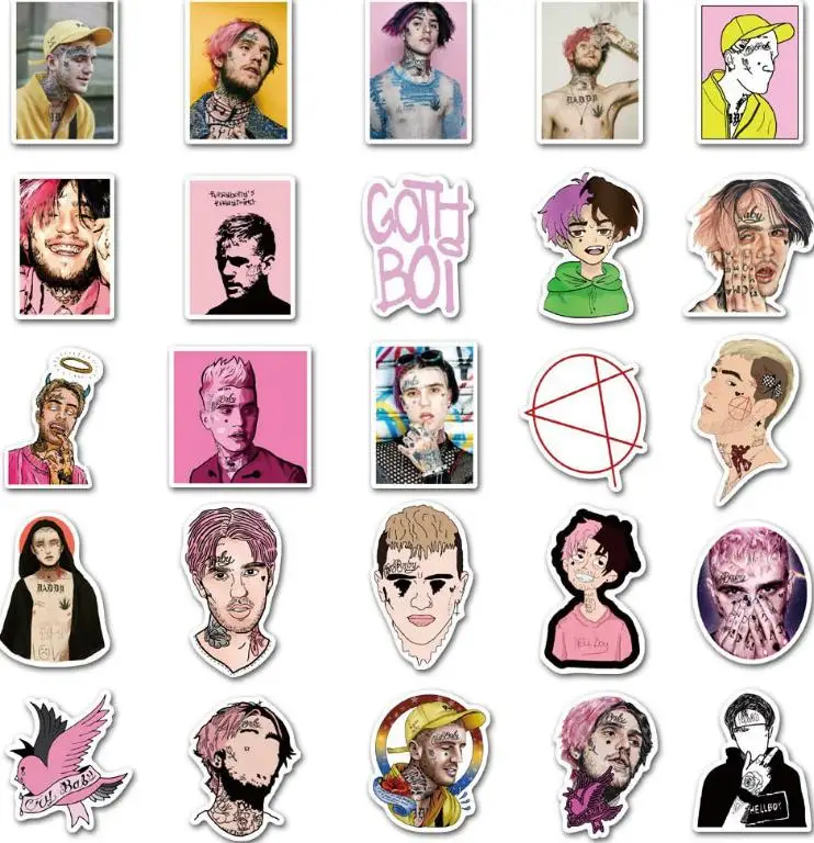 10/30/50pcs American Rapper Lil Peep Graffiti Waterproof Skateboard Travel Suitcase Phone Laptop Luggage Stickers Diy Kids Girl