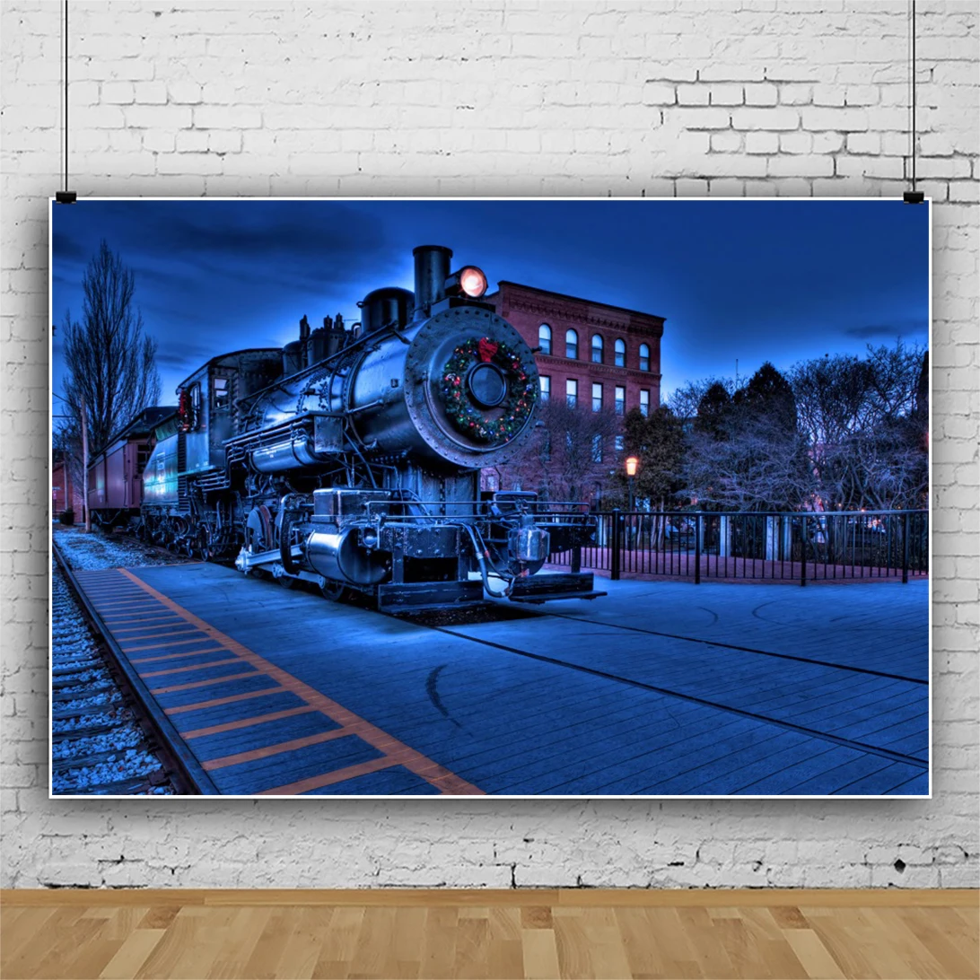 Laeacco Mùa Đông Ngoài Trời Giáng Sinh Tàu Quà Tặng Sinh Nhật Cho Bé Trang Trí Phòng Phông Nền Chụp Ảnh Ảnh Nền Cho Studio Ảnh