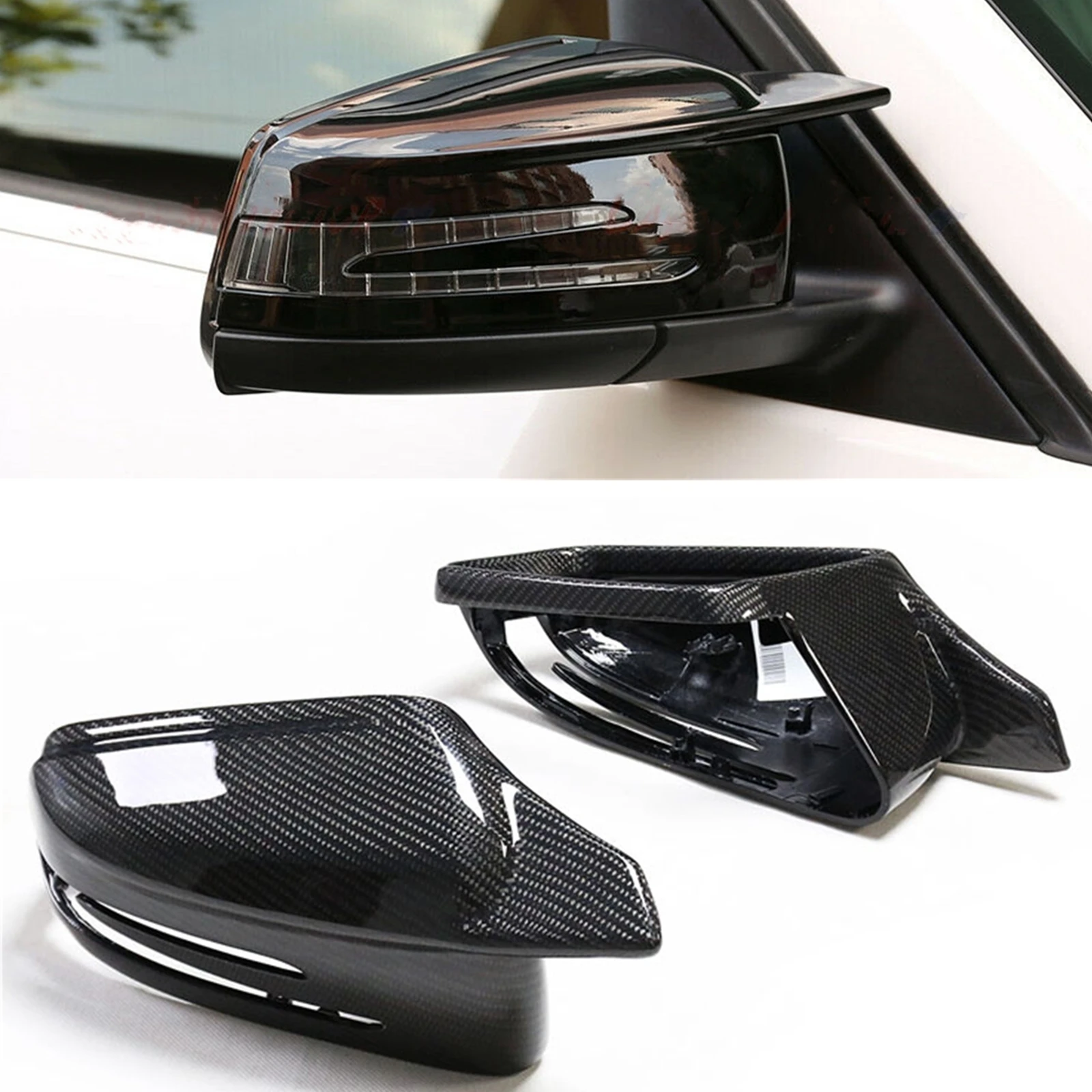 Rear View Mirror Cover For Mercedes A W176 B W246 C W204 E W212 S W221 CLA W117 CLS W218 GLK X204 GLA Carbon Fiber Replacement