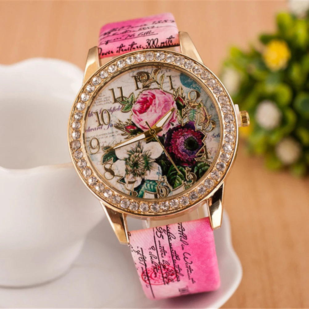 Лидер продаж! Женские кварцевые наручные часы, с круглым циферблатом и вставками из искусственной кожи