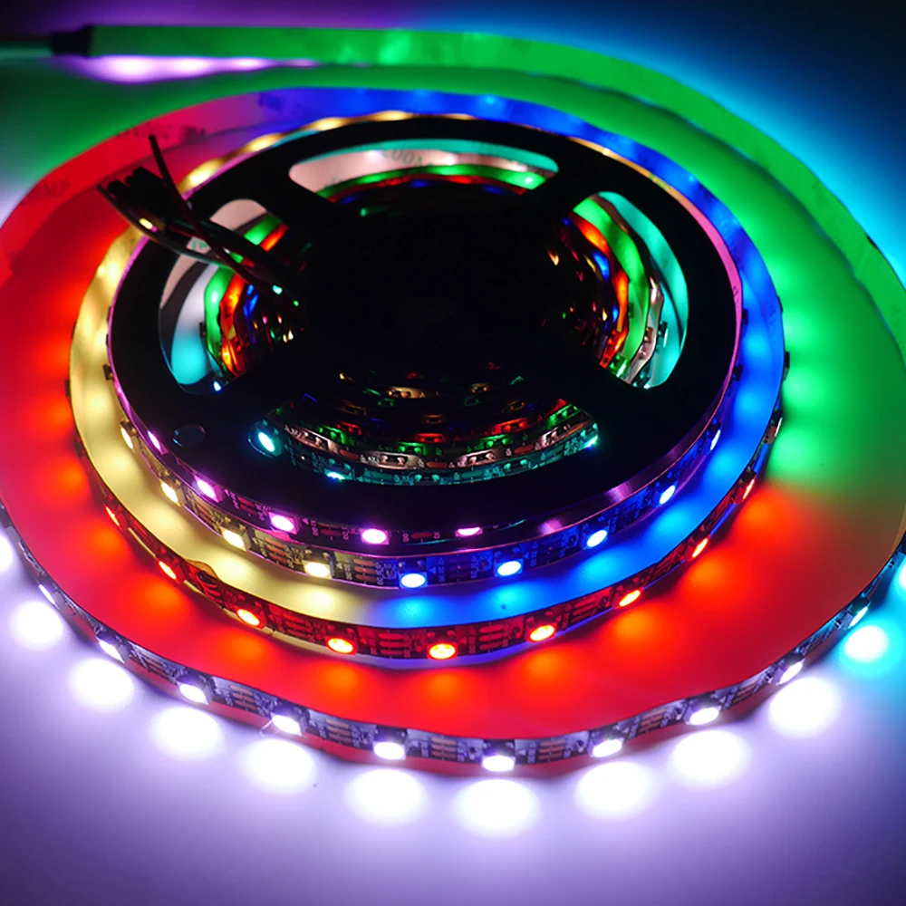 WS2812 RGB Led Strip Lights WS2812B Individually Addressable Black/White PCB IP30/IP65/IP67 5V 1M/5M