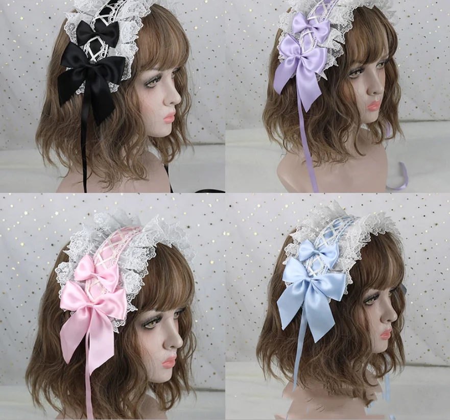 

Princess Japanese sweet soft girl lolita headwear palace lace hair band bowknot kawaii girl gothic lolita KC loli cosplay