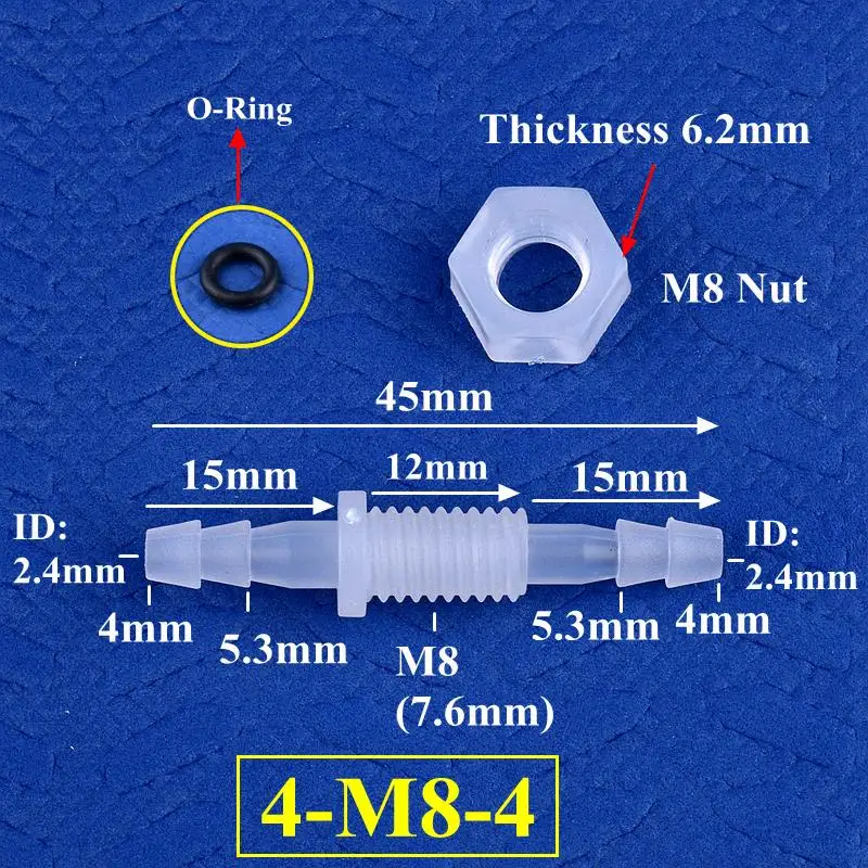 SgooHan 5 ~ 200 Stück M6 ~ M10 bis 3 ~ 8 mm PP-Pagoden-Direktstecker mit Mutter ​ O-Ring Aquarium Tank Luftpumpe Adapter Go Through Plate Schlauchverbindung 9
