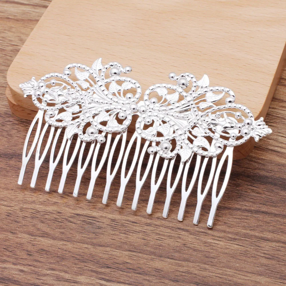 REGELIN 55X95mm Vintage 14 Teeth Comb Hair Jewelry Charm Women Flower Motif Hairpin Hairclips Barrettes Retro Fashion Hair Wear