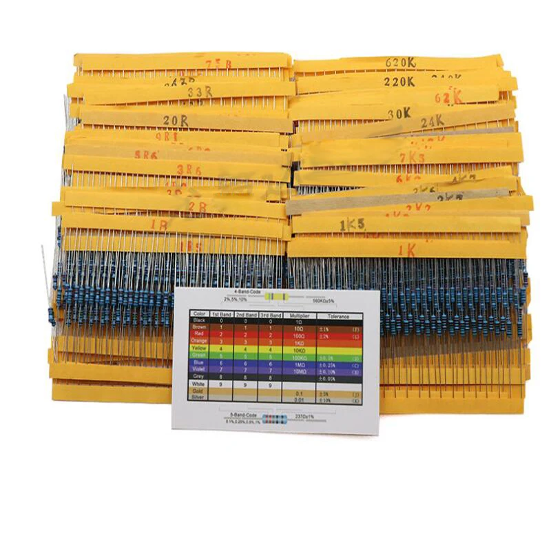 130 Types Values* Each 20PCS  2600PCS Resistor Kit 1R~3M  with  0.25W 1/4W Metal Film Resistors Assortment