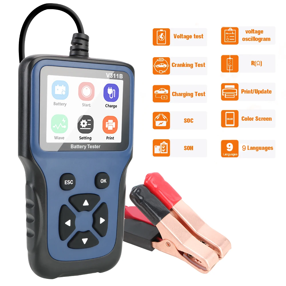 V311B Analyzer Tools Automotive Car Charging Load Test 12V Car Battery Charger Tester Analyzer Auto Diagnostic Tool