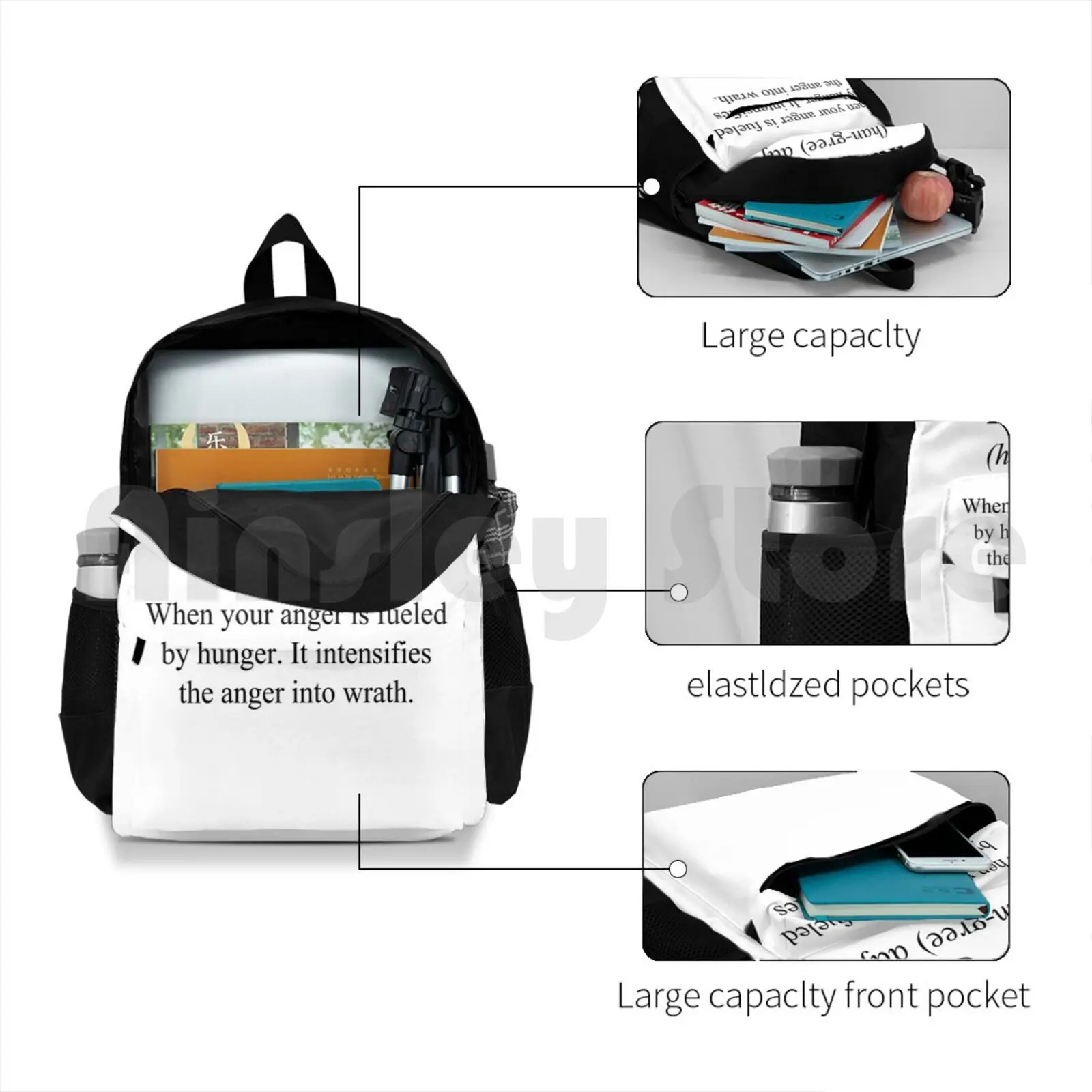 Hangry Definition Outdoor Hiking Backpack Waterproof Camping Travel Eat Foodie Eating Hungry Food Fat Hangry Munchies Funny