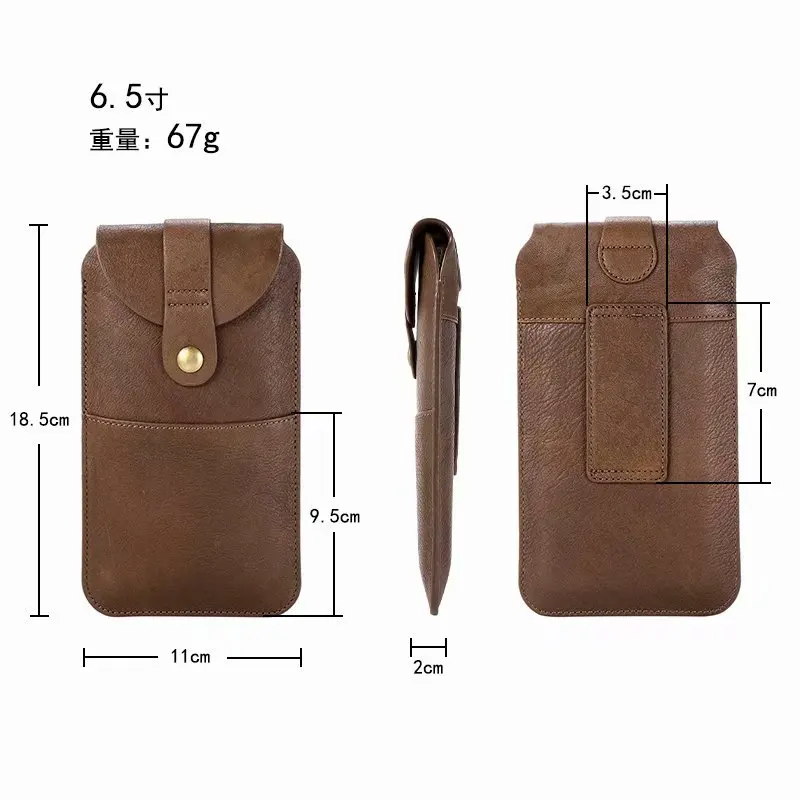 Genuine Leather Waist Bag for Caterpillar Cat S62 Pro S61 S52 S60 S31 S42 Phone Belt Cover Case Phone Pouch Waist Clip Holster