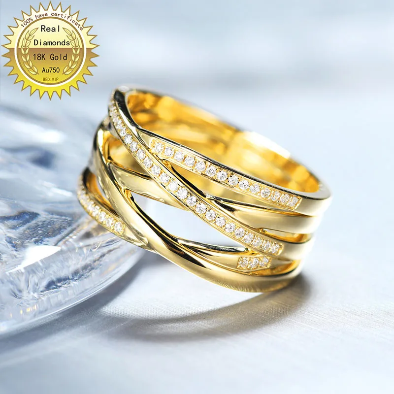 

18k gold diamond ring Engagement&Wedding Natural Real Diamond Ring Jewellery have certificate