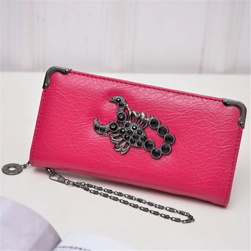 2025 Fashion Metal Skull Pattern PU Leather Long Wallets Women Deer Wallets Portable Casual Lady Cash Purse Card Holder Gift