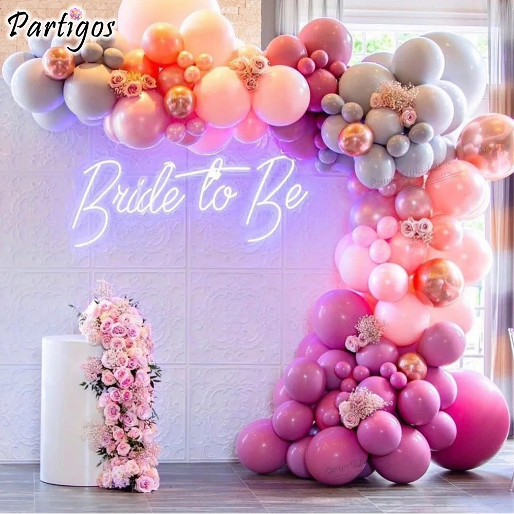 119Pcs Pastel Pink Rose Red Latex Balloons Garland Kit Set Wedding Decorations Globos Chain Birthday Engagement Bridal decors