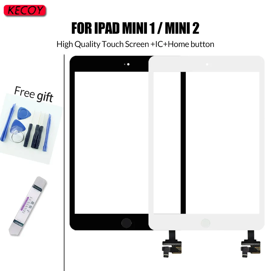 

1Pcs Touhscreen For iPad Mini1 Mini2 A1432 A1454 A1455 A1489 A1490 Touch Screen Panel Digitizer +IC Chip Connector Flex+Button