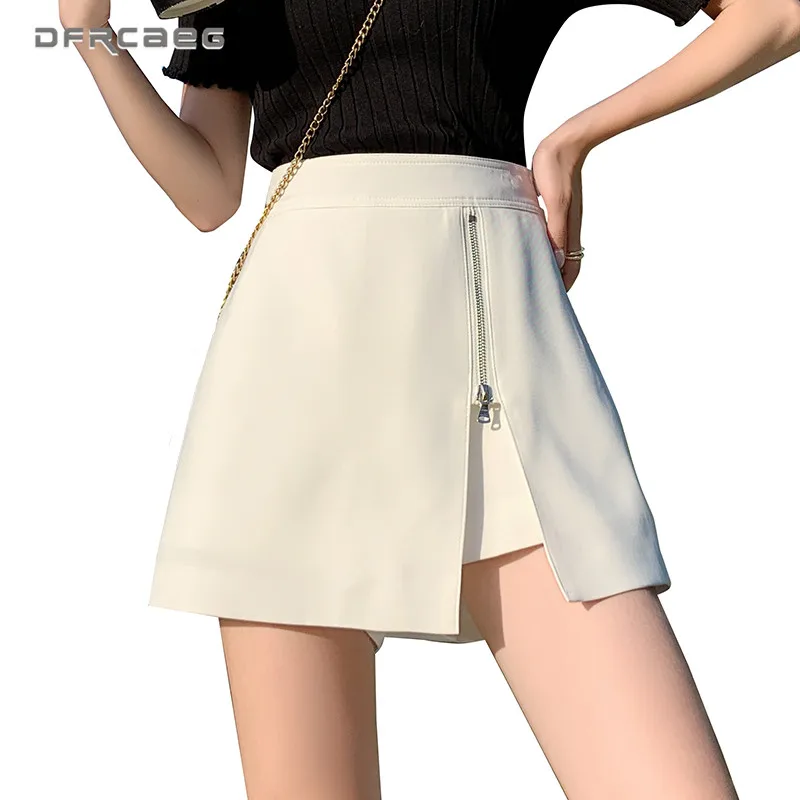 

Black White Women Summer Shorts Skirts With Zipper 2020 High Waist Casual Kawaii Falda Saia Korean School Skirt Short Feminino