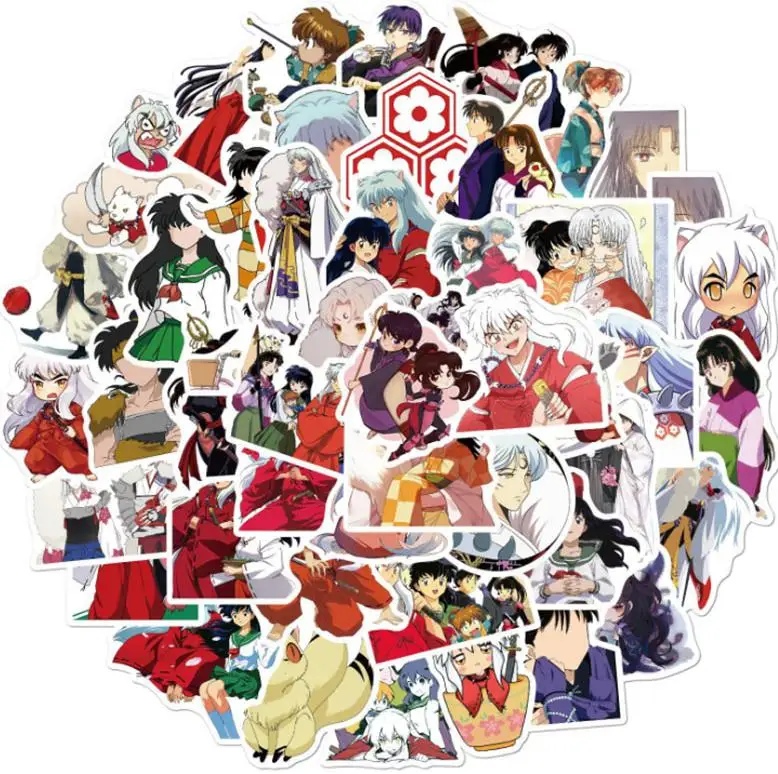 10/30/50/100 pçs dos desenhos animados anime inuyasha adesivos à prova dwaterproof água skate viagem mala telefone portátil bagagem adesivos bonito