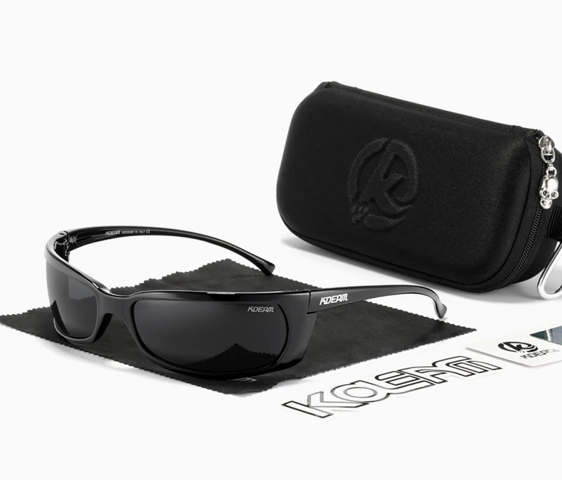 KDEAM Outdoor Sport Brille Polarisierte Sonnenbrille Männer Einzigartig Shaped Gläser Mit Harten Box Minimal Design 2021 – Detail 10