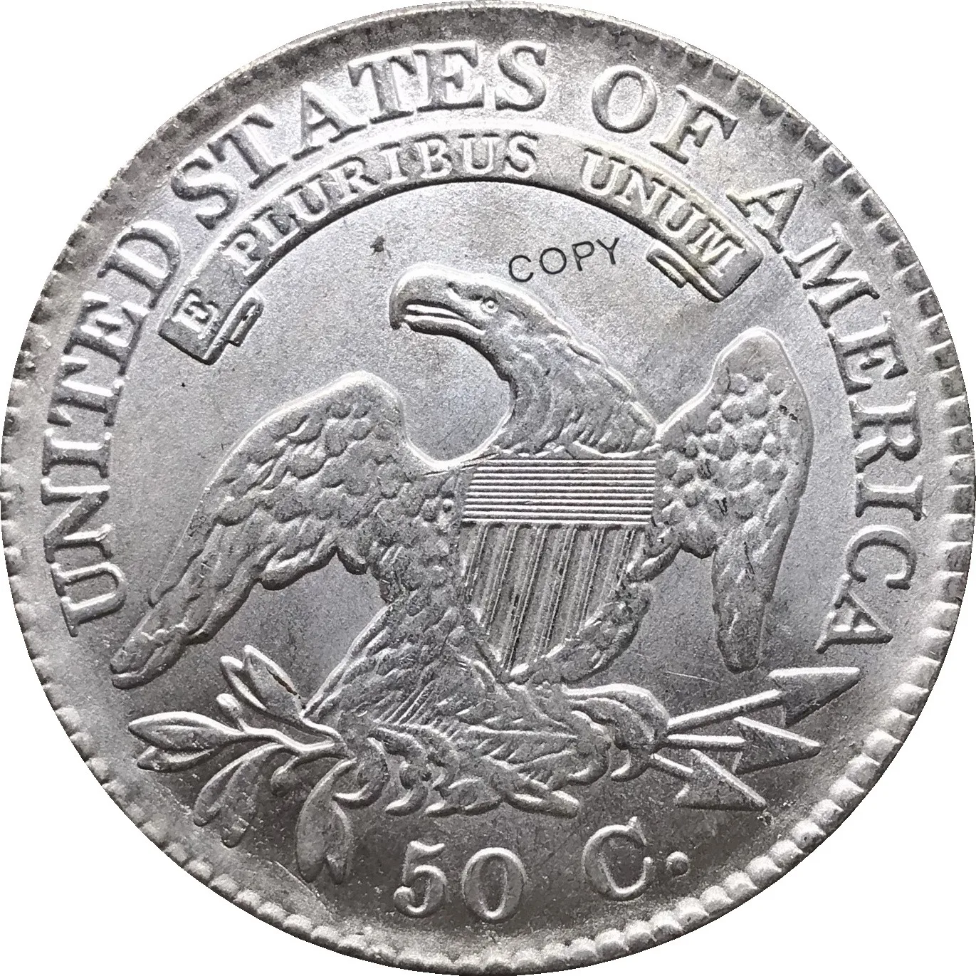 1827 United States 50 Cents ½ Dollar Liberty Eagle Capped Bust Half Dollar Cupronickel Plated Silver White Copy Coin