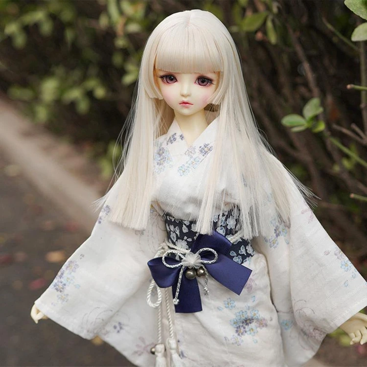 SD BJD doll wig 1/3 1/4 1/6 1/8 black Ji hair three knife bangs Long straight hair high temperature fiber wig Multicolor