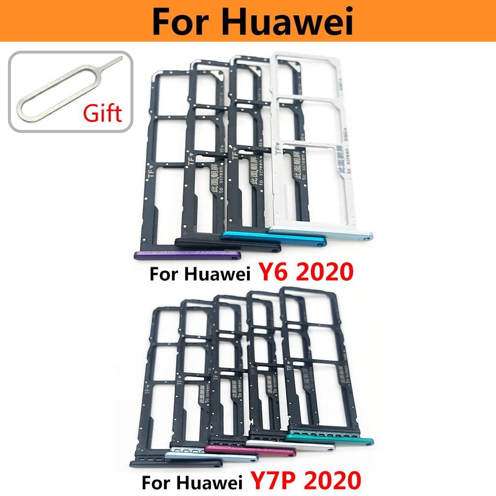 New Micro Nano SIM Card Holder Tray chip Slot Holder Adapter Socket For Huawei Y6 Y7P Y8P 2020 Y9 Prime 2019 Mobile Phone  + Pin