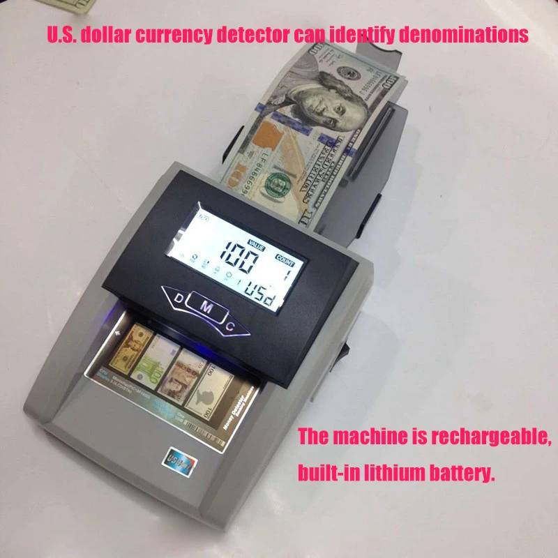 

Small Portable U.S. Dollar Currency Detector With Lithium Battery For Identification Of U.S. Dollars And Euros Total Amount