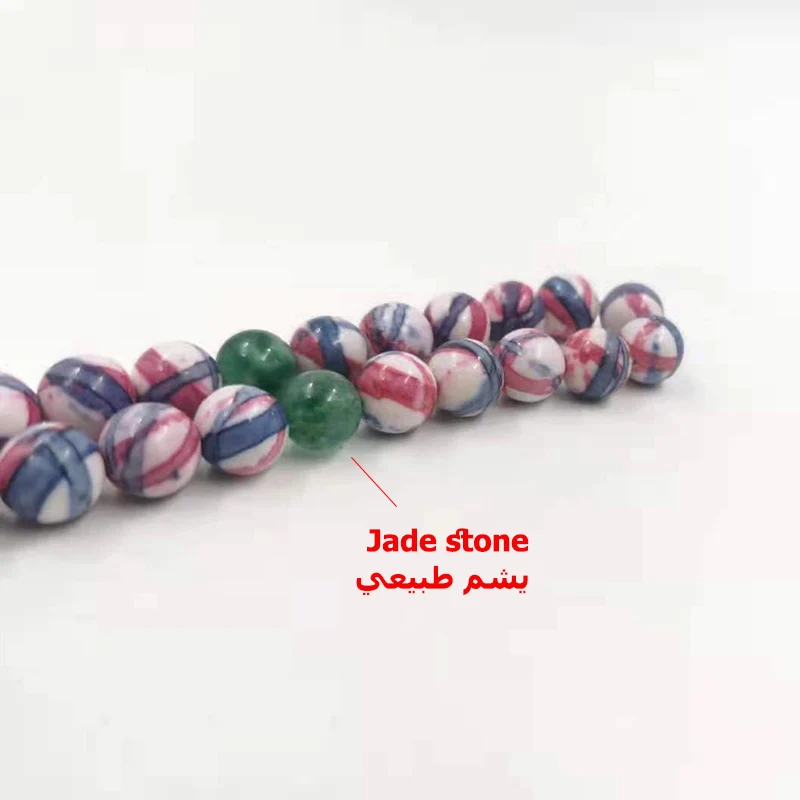 Tasbih Natural Agate stone with spacer beads Green Jade Rosary bead Muslim bracelet islamic misbaha accessories on hand