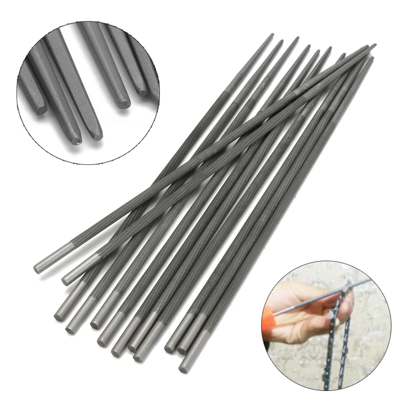 12-Pack 5/32 Inch Chainsaw Files - Professional Chain Sharpening Files For Woodworking