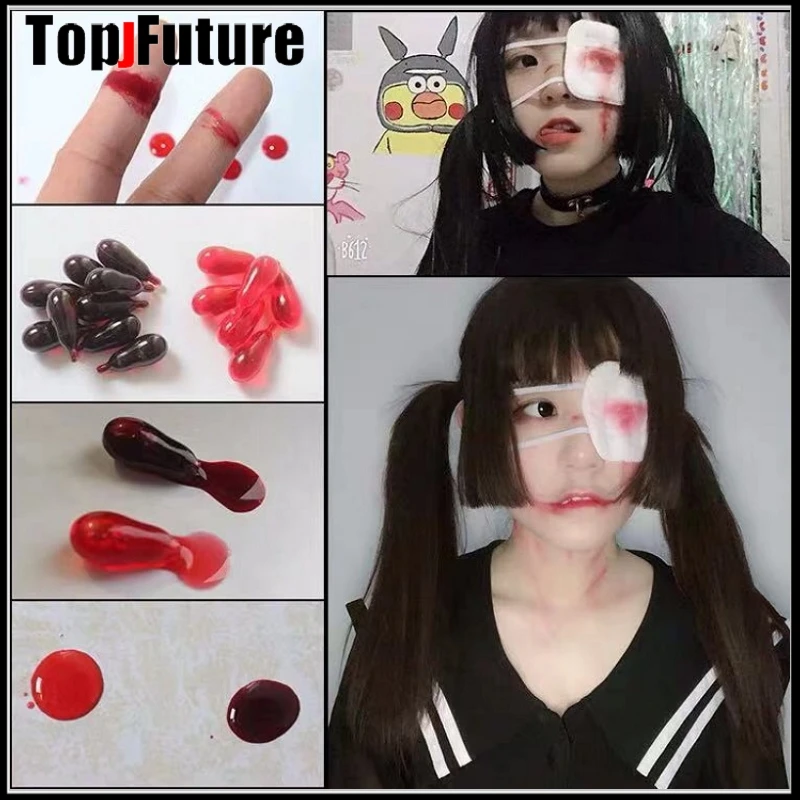 เลือดอะนิเมะคอสเพลย์เครื่องแต่งกายEyeshadeเย็บปักถักร้อยหัวใจSingle Eye Mask Blindfoldสวมใส่LOLITA Cosplay EYE MASK