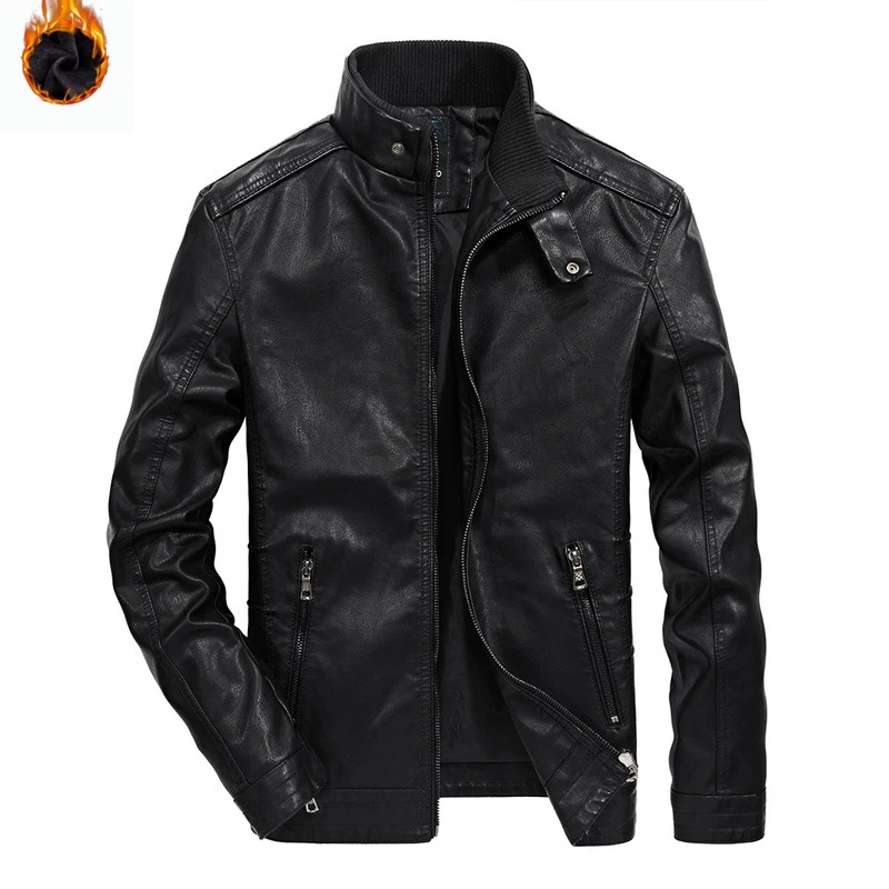 Men's autumn and winter new men's PU leather jacket short stand-up collar youth motorcycle leather jacket