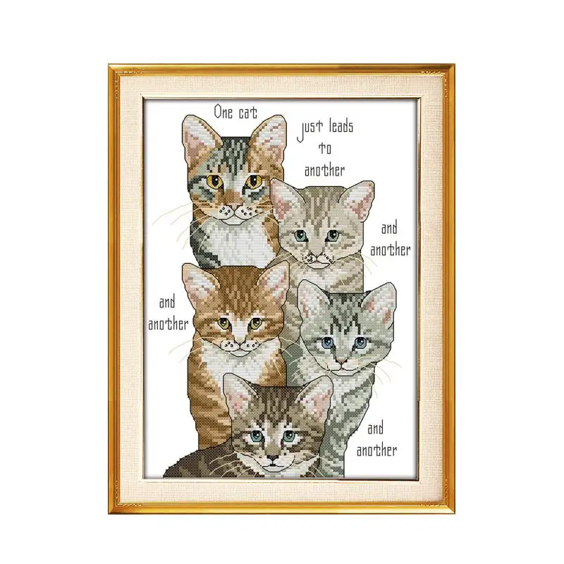 Ive little kittens cross stitch kit DIY hand embroidery set craft handmade needlework  cross-stitching DMC color Dreamfounder