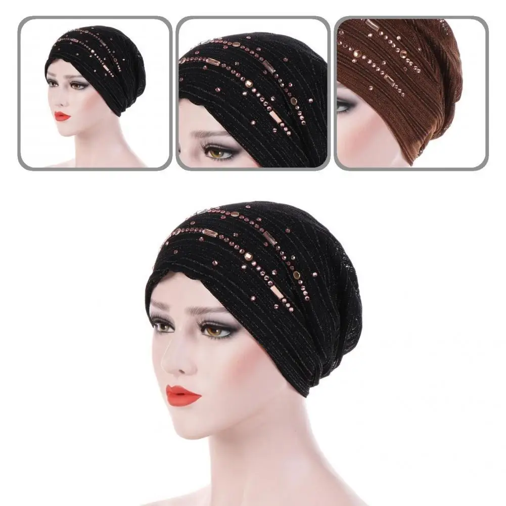 Thin lace summer turban muslim hats solid cotton hijab caps elegant lady turbantes bonnet arab wrap head hijab femme musulman