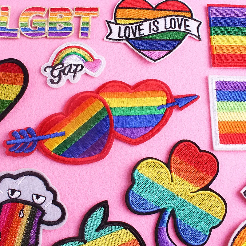 

LGBT Letter Embroidered Patches For Clothing Rainbow Stripes For Clothes Stickers Iron on Patches on Clothes Gay Appliques Badge