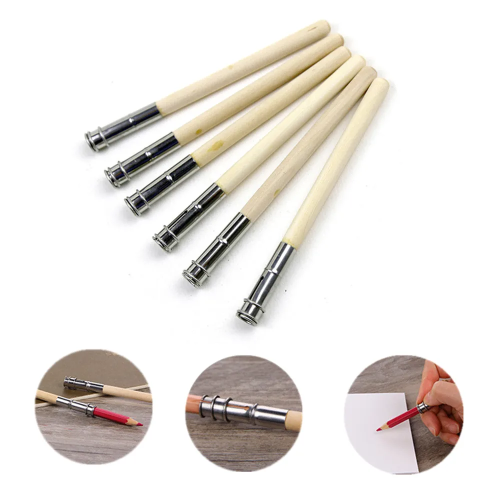 10Pcs Adjustable Single Head Wood Pencil Extender Holder for Charcoal School Office Painting Tool Art Supplies