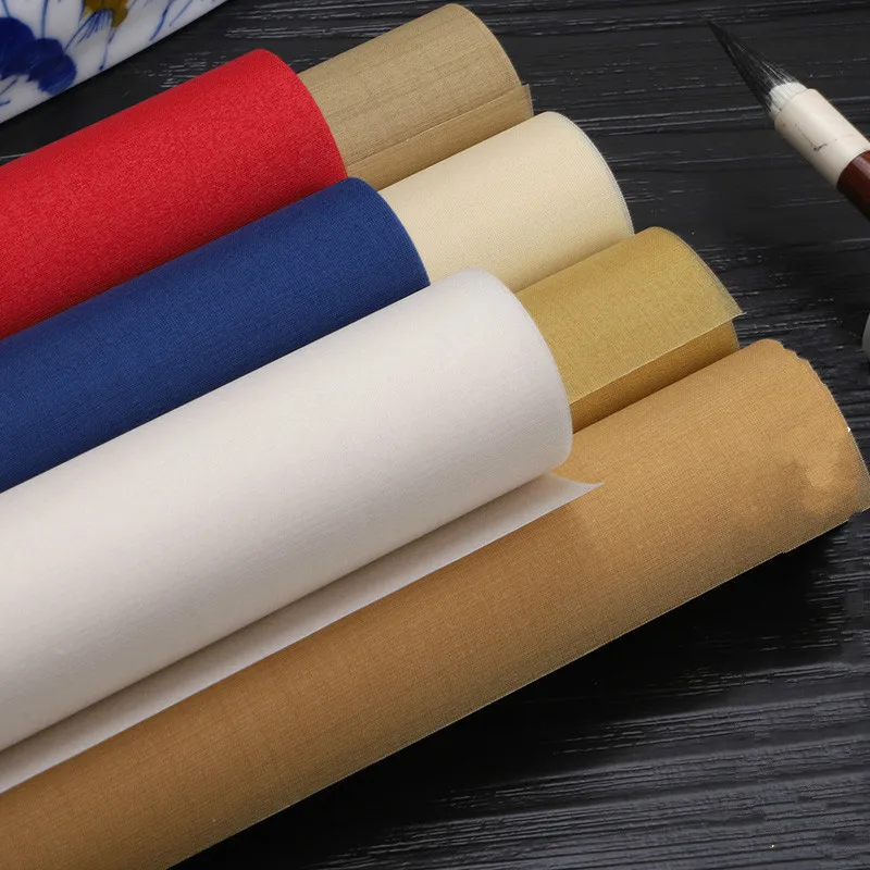 Natural Silk Xuan Paper Colorful Ultra-thin Ripe Rice Paper Chinese Calligraphy Meticulous Painting Copying Silk Xuan Paper