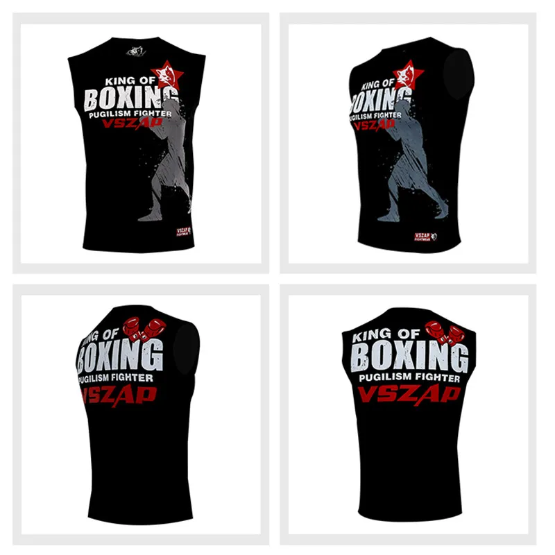 Vzap-boxing T shirt for men, sleeveless boxing vest, martial arts fighting training, fitness, home training, MMA