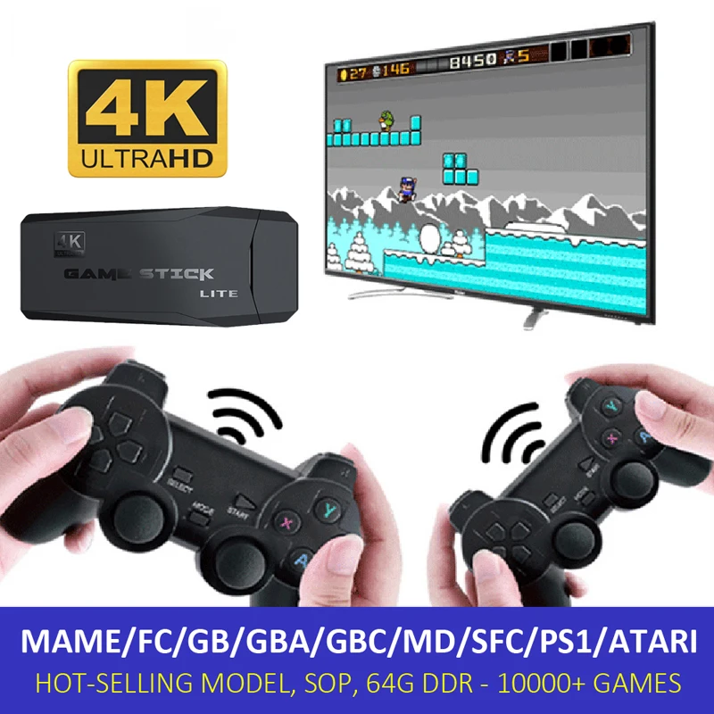 4K Ultra gra wideo konsola do PS1/SEGA/SNES/MAME Retro konsola do gier TV 64GB 10000 gry gra wideo dżojstik do gier M8/ X2