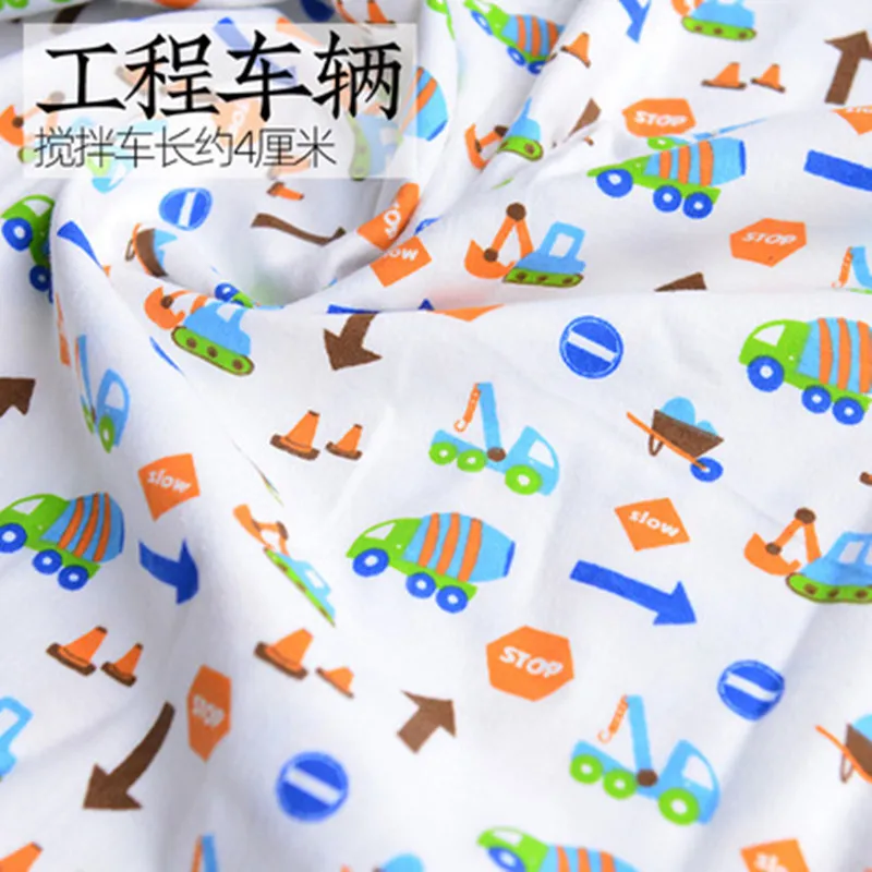 Half Meter 110cm Wide Baby\'s Flannel Fabric For Pajamas Cartoon Print 100% Cotton Brushed Flannel Cloth T1065