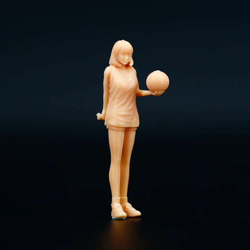 1/64 Street Basketball Dribble Boy Miniature Sand Table Villain Scene White Need To Be Colored By Yourself