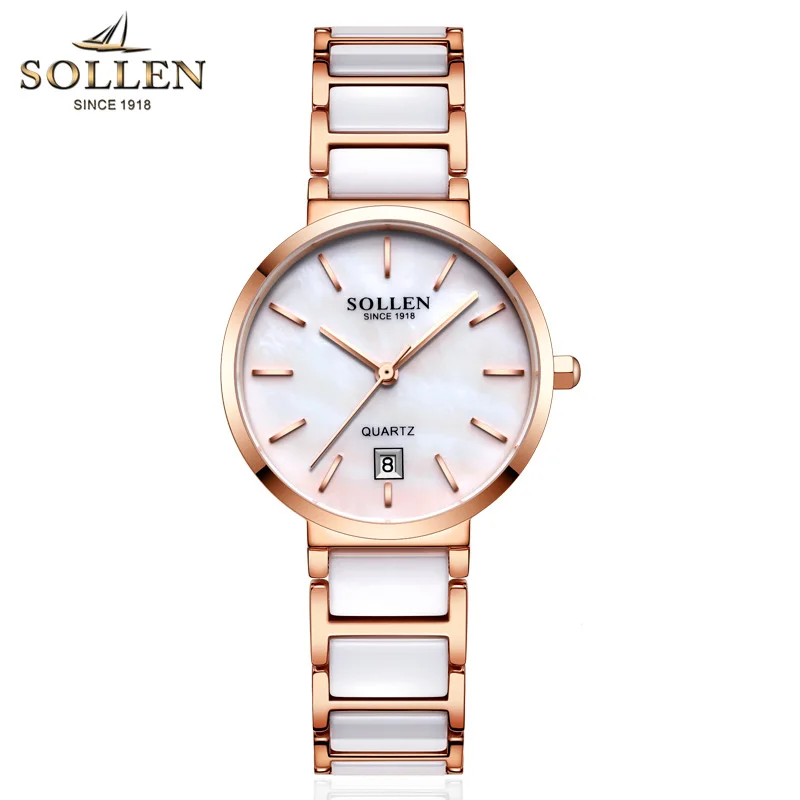 سويسرا العلامة التجارية الفاخرة SOLLEN اليابان استيراد VJ12 كوارتز ساعات نسائية الماس الياقوت 7 مللي متر رقيقة جدا مقاوم للماء ساعة SL407 #6