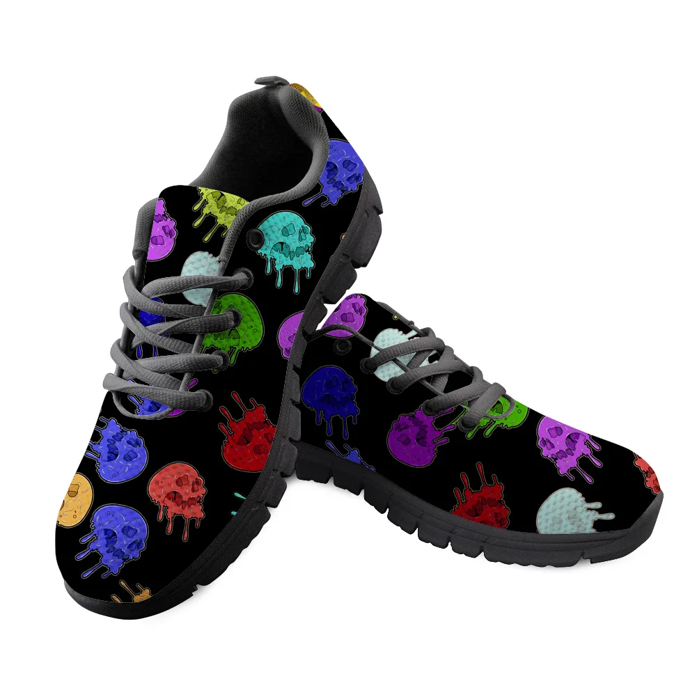 

Creative Cute Skull Pattern Girls Sneakers Lightweight Women Low-top Flat Shoes for Students Breathable Mesh Shoes