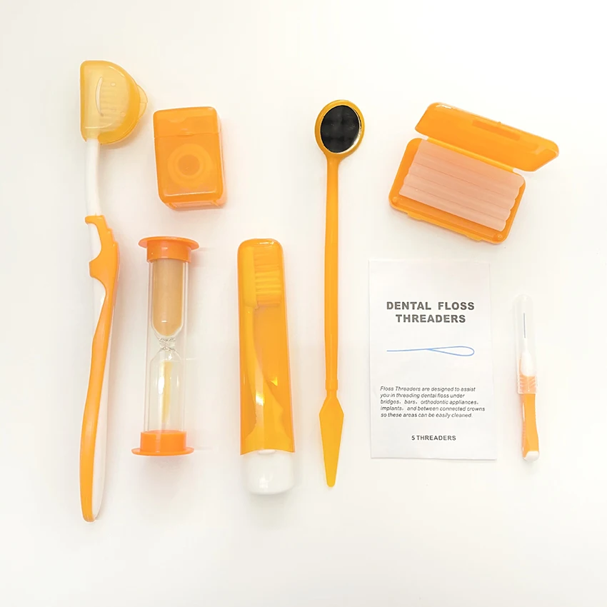 1 مجموعة أدوات تنظيف الأسنان عن طريق الفم مع حقيبة التخزين ، الأسنان الأسنان العناية بتقويم الأسنان دعوى ، فرشاة الأسنان ، خيط تنظيف الأسنان ، مرآة الفم