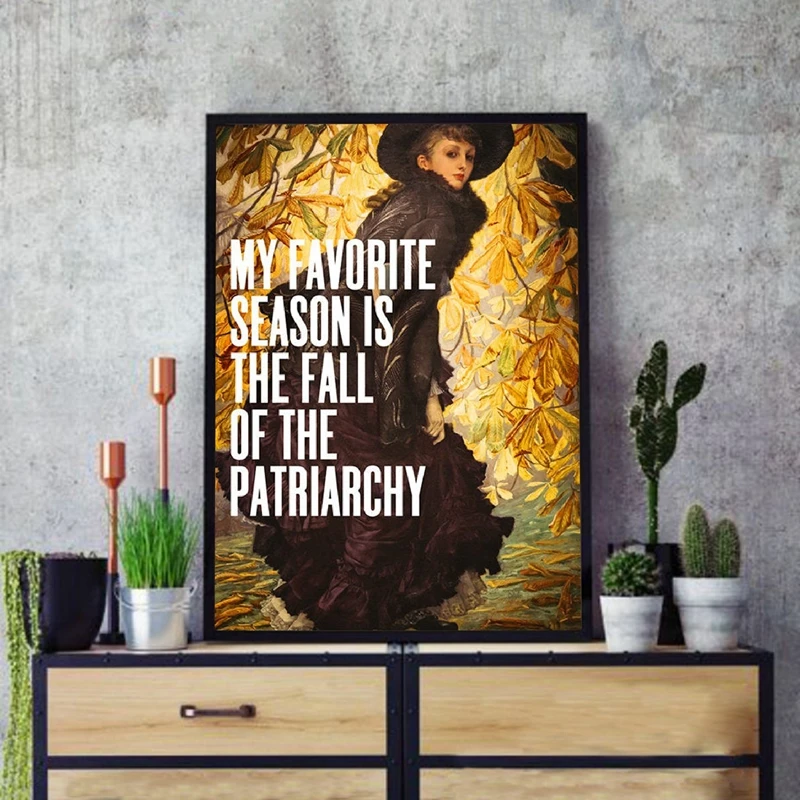 Feminist Gifts Fall of the Patriarchy Quote Print Woman Wall Art Canvas Painting Picture Feminist Poster Girls Room Wall Decor