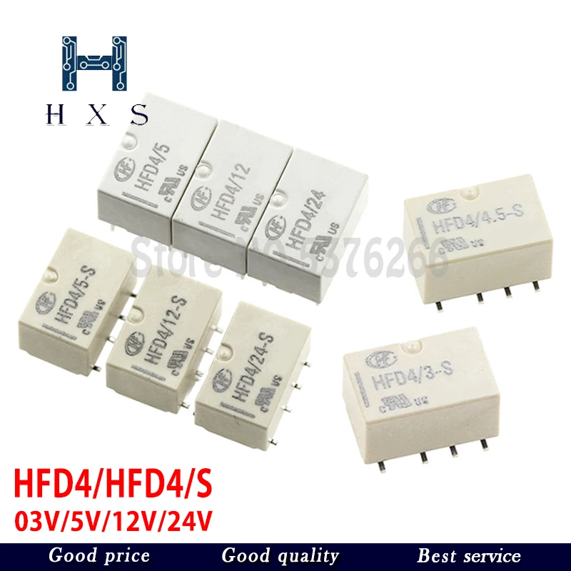 2PCS  HFD4-3V 5V 12V 24V 8Pin DIP Relay SR HFD4-3-S HFD4-4.5-S HFD4-5-S HFD4-12-S HFD4-24-S  SMD 2A HFD4 Relay