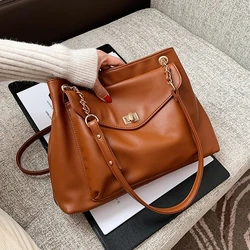 Large capacity Women Shoulder Bags Pu leather Brand Designer  lady Handbags Travel big totes chain female Crossbody bags black