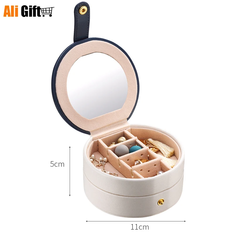 Mini Convenient Jewelry Box Small Travel Ring Earrings Plate Makeup Organizer Multi-function Portable Dressing Case Gift